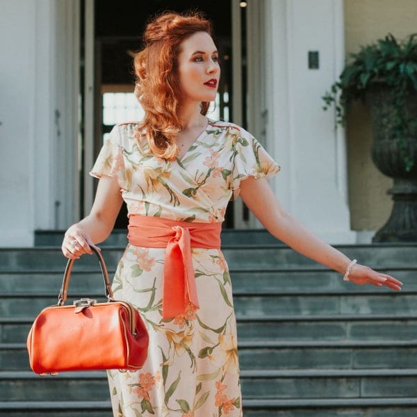 Gladstonette in Italian soft hide festival orange colour.